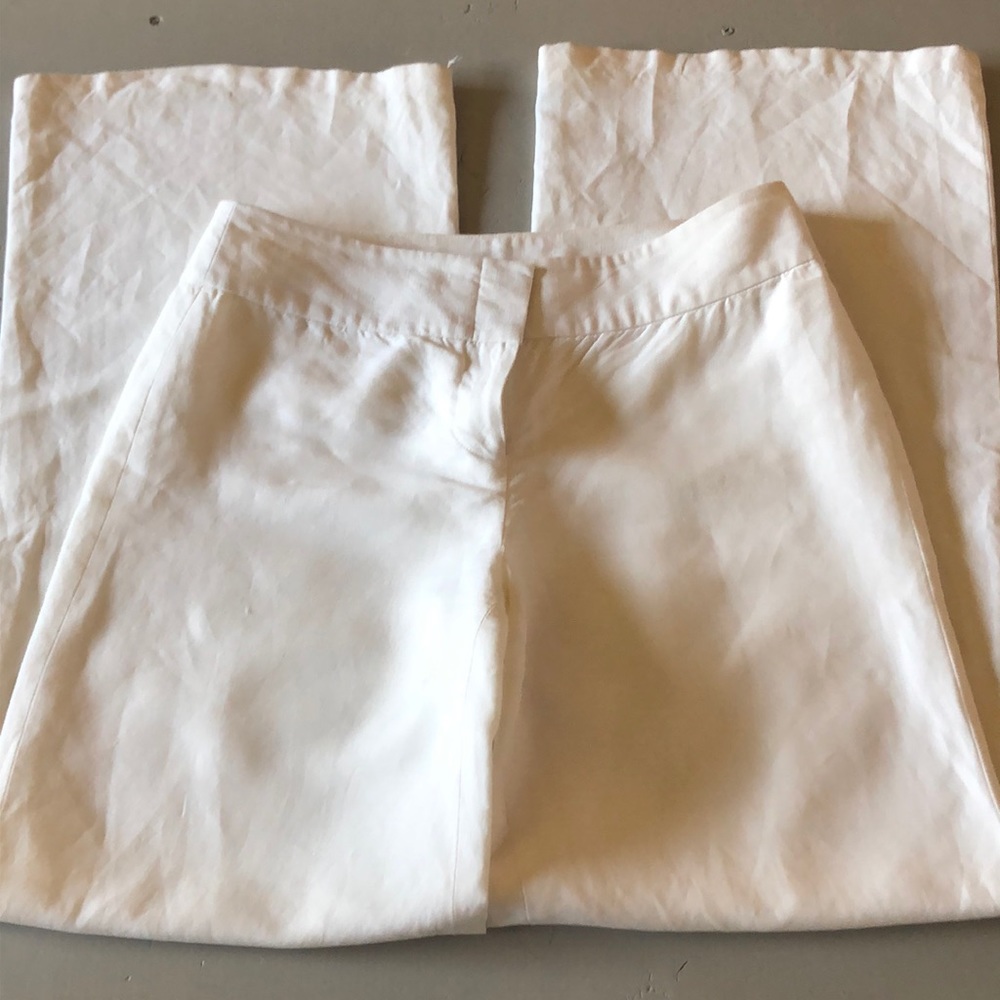 LOFT Wide Leg White Linen Pants- Size 4